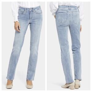 NYDJ Women's Distressed Slim Straight Ankle Jeans Light Wash Size 10